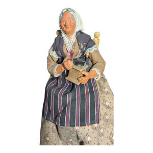 Vintage Stranton Doll - France - Old Lady with Coffee Grinder - Collectable